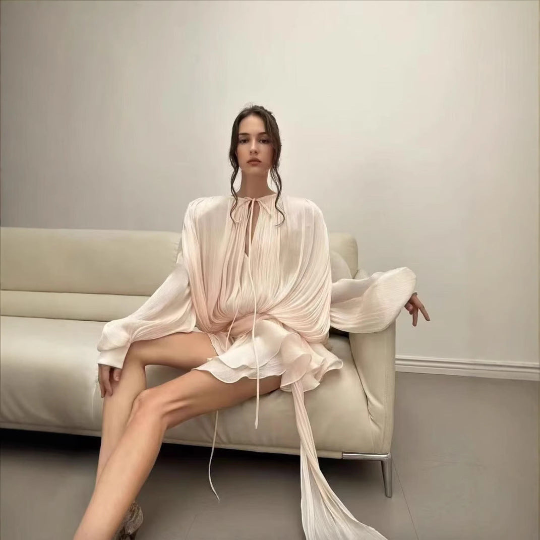 Ivory Aura Draped Mini Dress