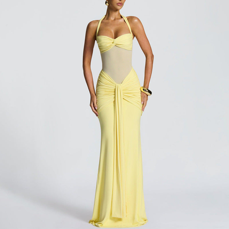 Velour Éclat™ Halter Maxi Dress