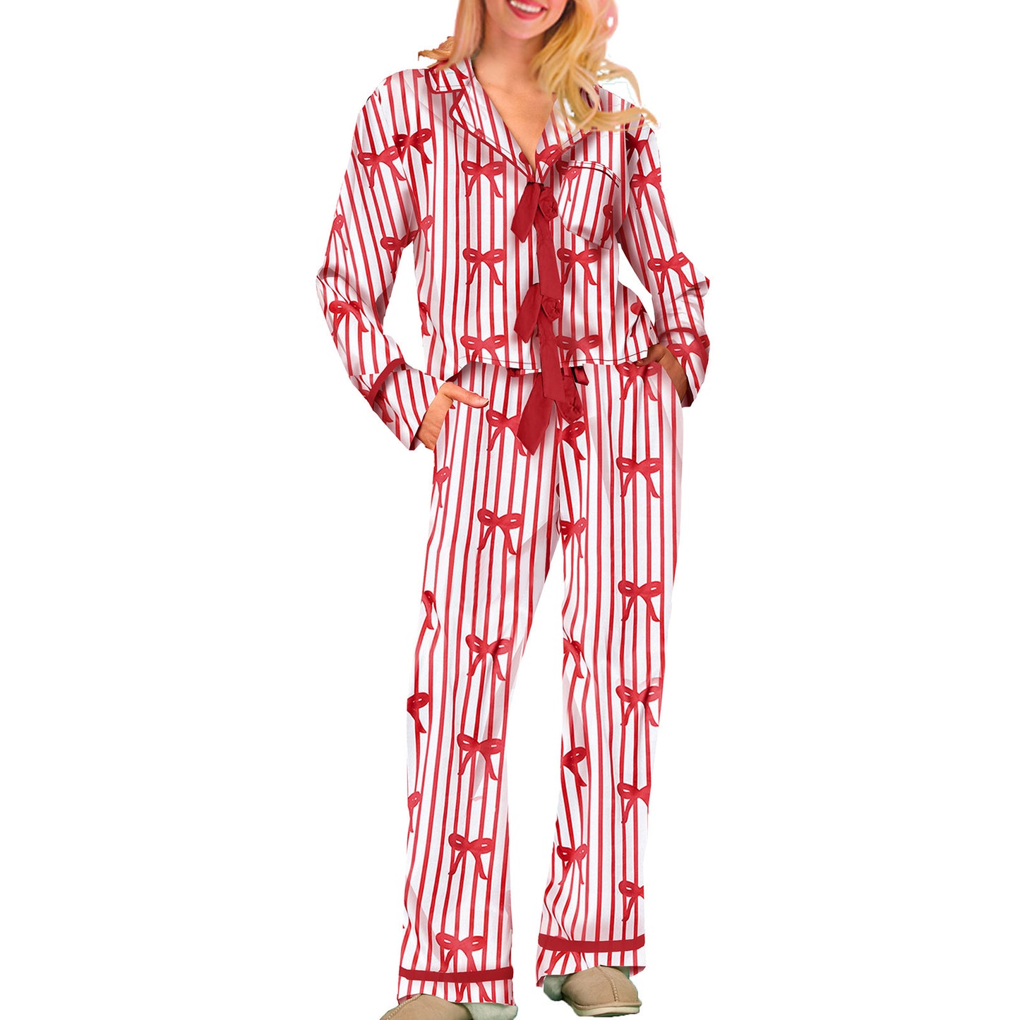 Festive Bow-Tie Pajama Set
