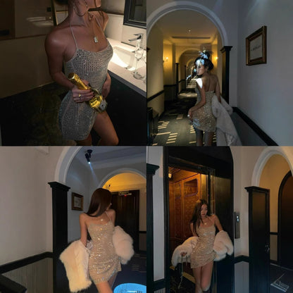 Halter Sparkle Light Luxury Dress