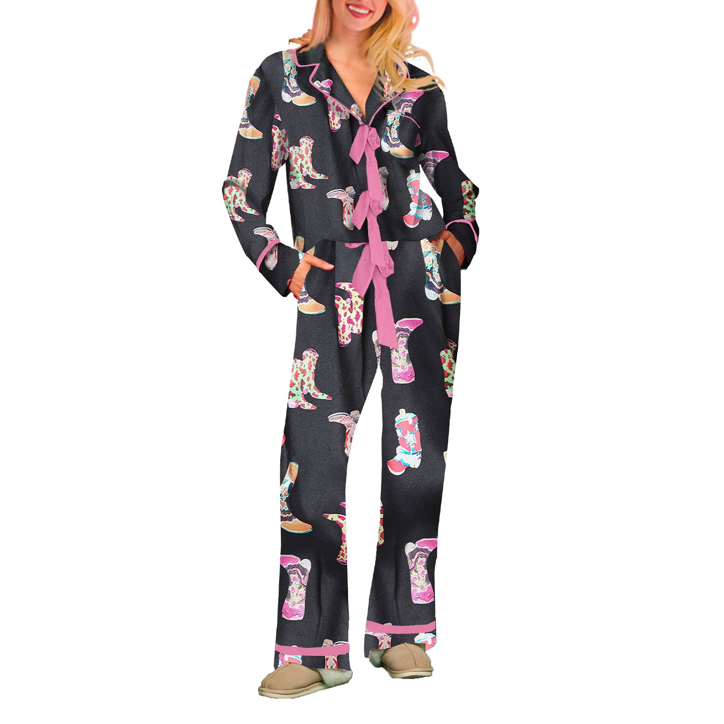 Festive Bow-Tie Pajama Set