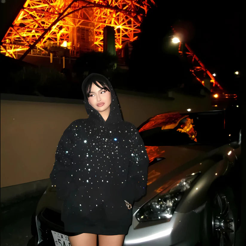 Sweat à capuche en strass Midnight Spark