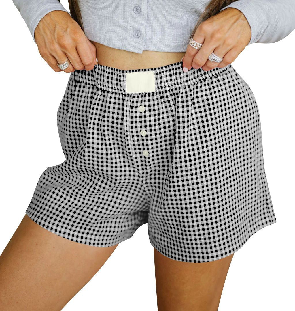 Women's Loose Casual Cotton Plaid Shorts