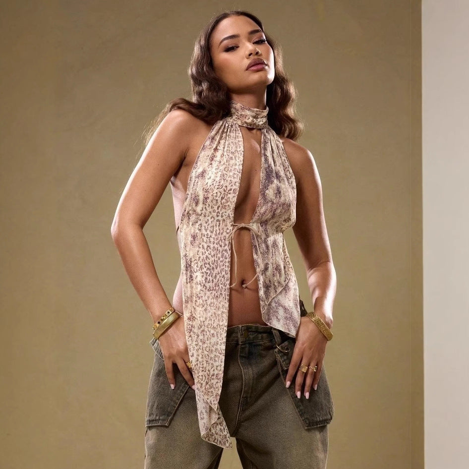 Velouré Halter™ Lace-Up Backless Top