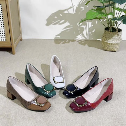 Elegance Square-Toe Chunky Pumps