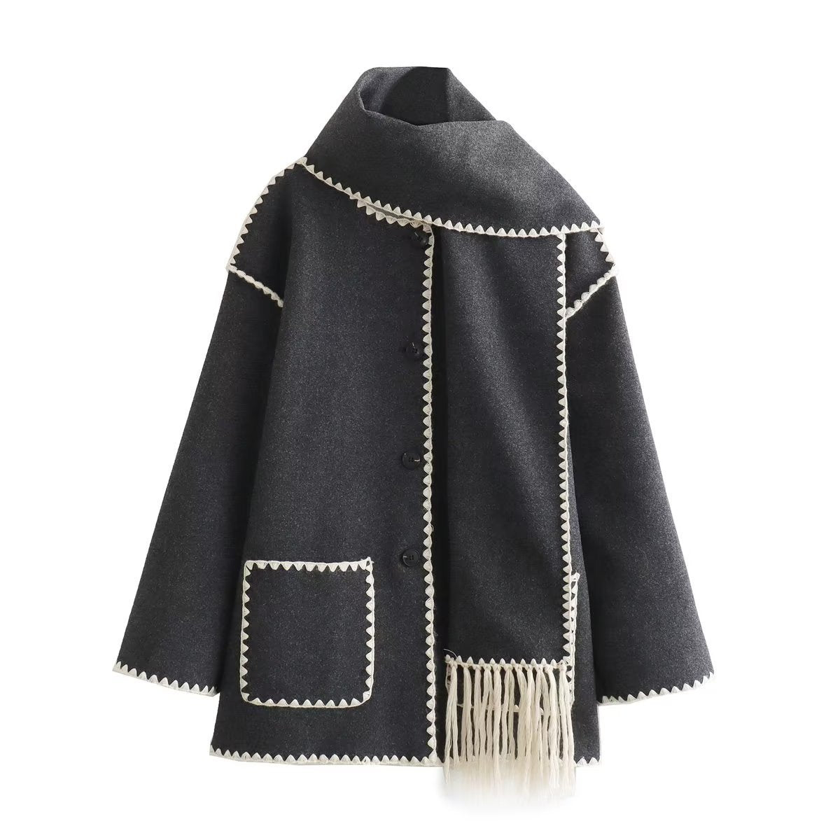 CozyCharm™ Woolen Scarf Coat