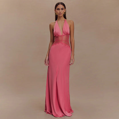 Lumière Satin™ Deep-V Maxi Dress