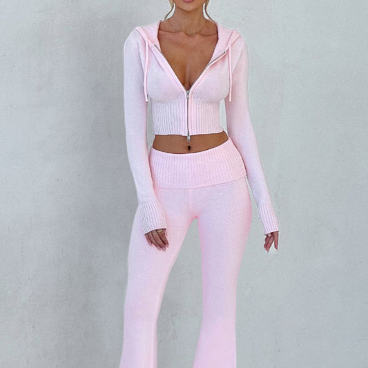 LuxeLounge™ Knit Two-Piece Hoodie Set