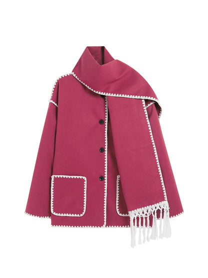 CozyCharm™ Woolen Scarf Coat
