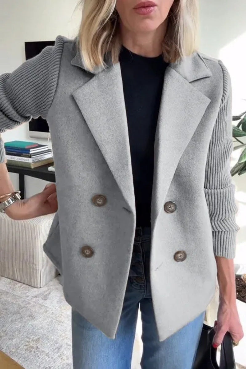 Aurora Knit-Sleeve Lapel Coat
