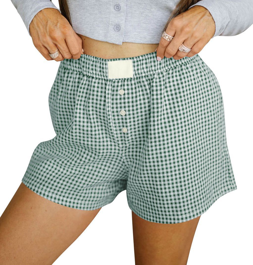 Women's Loose Casual Cotton Plaid Shorts