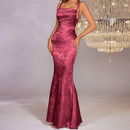 Veloura™ Backless Jacquard Maxi Dress