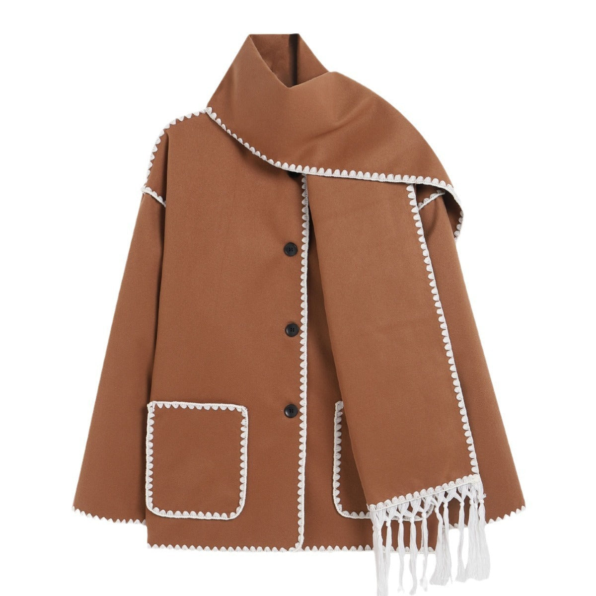 CozyCharm™ Woolen Scarf Coat