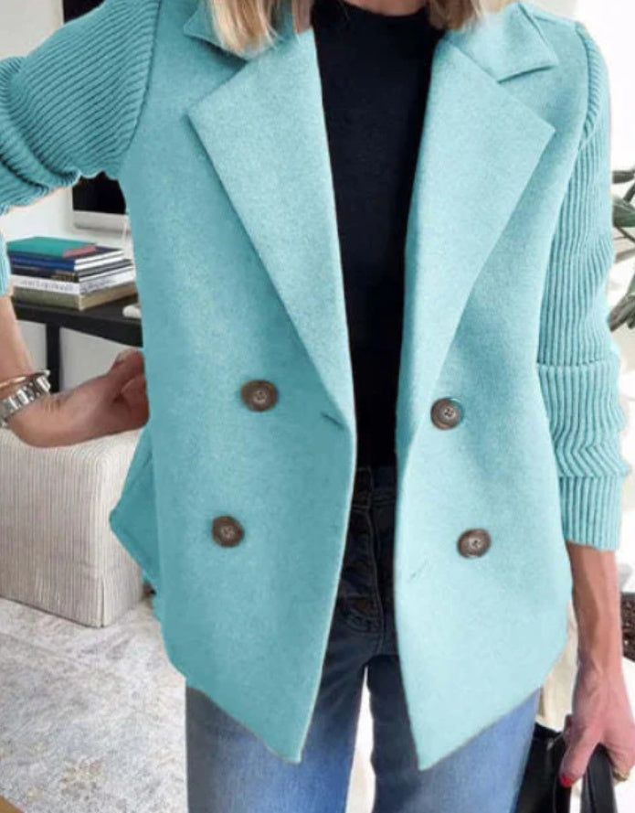 Aurora Knit-Sleeve Lapel Coat