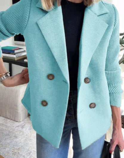 Aurora Knit-Sleeve Lapel Coat