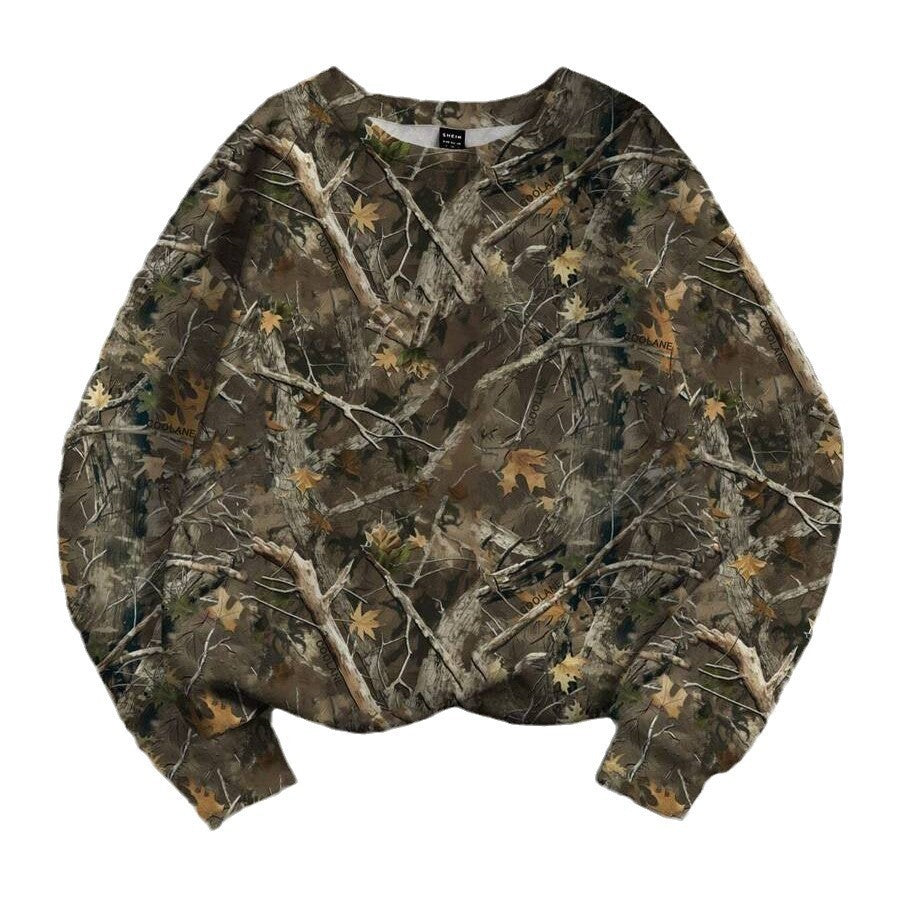 Women's Camo Crew Neck Pullover Sweatshirt