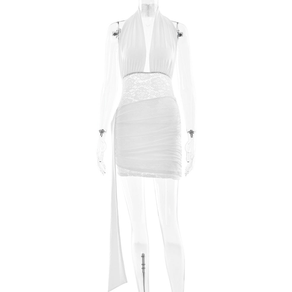Ivory Muse Lace Halter Dress