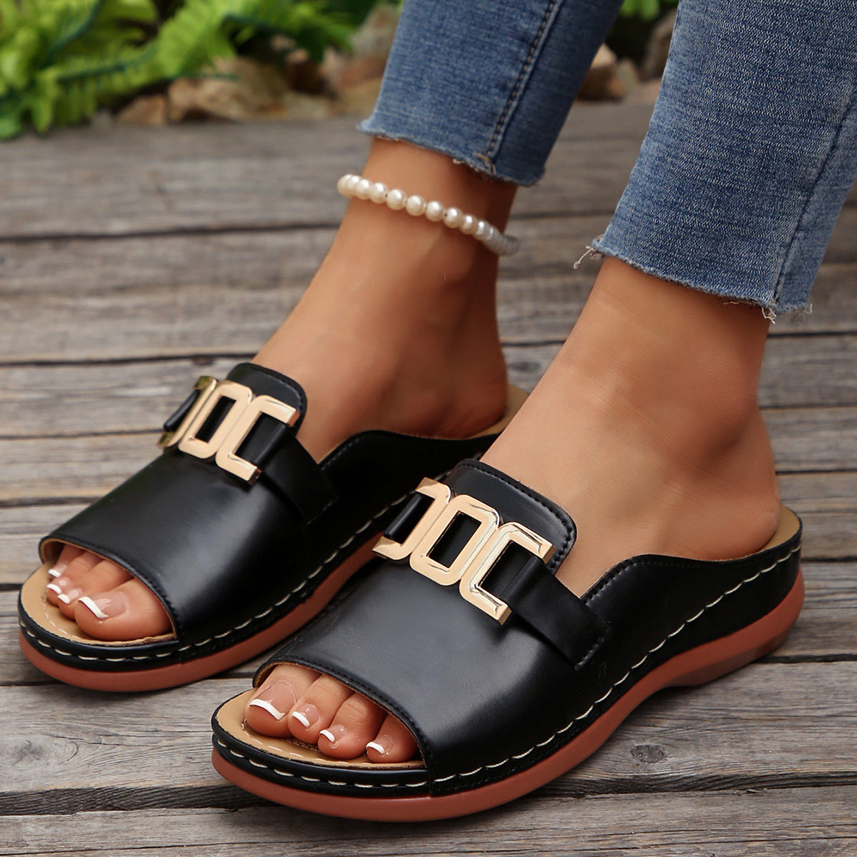 Aurelia™ Luxe Buckle Slide Sandals