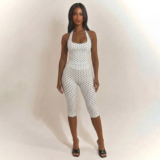 Dot Matrix Halter Jumpsuit